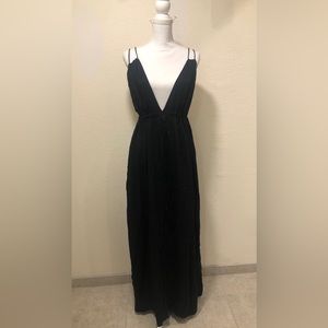 ASOS - STRAPPY PLUNGE MAXI DRESS (color: BLACK) size 14